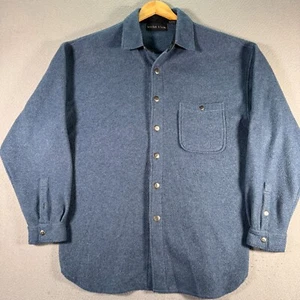 Vintage Anchor Blue Sherpa Fleece Shirt Men Large Blue Soft Comfort Metal Button - Picture 1 of 11