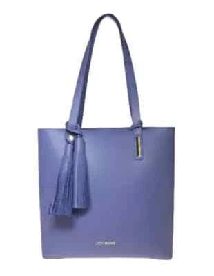 JOY IMAN Tassel Chic Leather Handbag and Leather Wristlet, Periwinkle , Medium - Image 1 of 4
