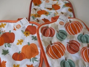 Juego de 3 soportes para ollas de cocina impresos (7"x7') CALABAZAS CAÍDA - Imagen 1 de 3