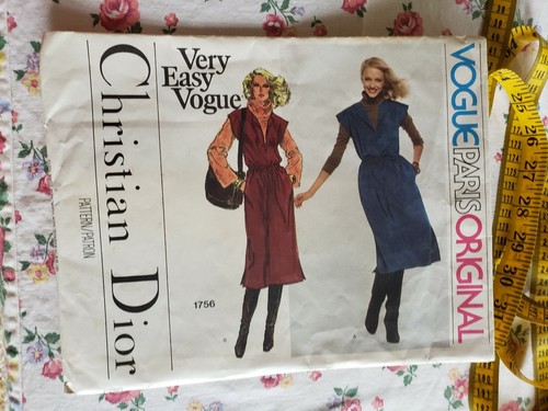 Maglione abito vintage motivo cucito originale Vogue Paris #1756 anni '70 taglia 10 DIOR