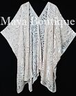 Elfenbeinperle Kamelie Burnout Samt Kaftan Kimono Jacke Maya Matazaro Made in USA
