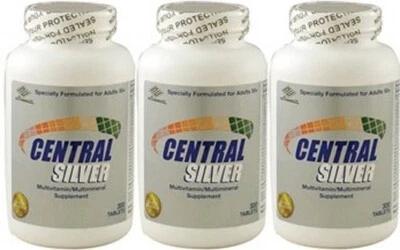 3 x Multivitamínico Multimineral Plata Central para Adultos 50+ 300 Comprimidos/botella Foto 1 de 4