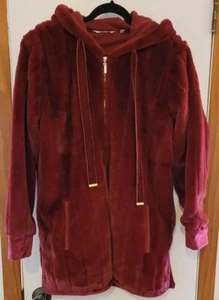 Weiche Umrandung offene Jacke Kunstfell ROT/WEIN Langarm Taschen Damen M - Bild 1 von 11