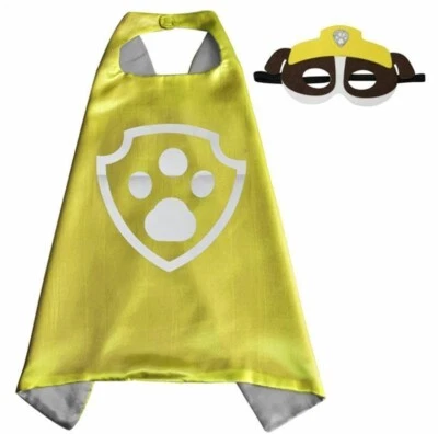 PAW PATROL RUBBLE Conjunto de Capa y Máscara, Niñas/Niños Fiesta Vestido Elegante + PEGATINAS Foto 1 de 2