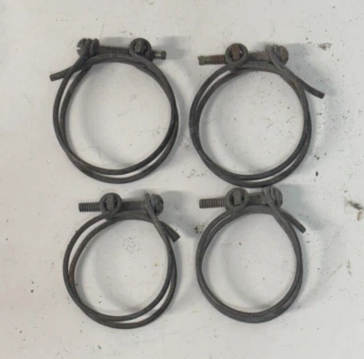 4 Vintage OEM Double Wire Screw Type Hose Clamps (2) 2-1/4" (2) 1-1/2" JD - Image 1 of 4