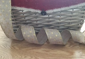 Christmas Wired Ribbon Glittery Gold Spotted ~ 3.8cm/1.5” Wide ~ Xmas Crafts - Picture 1 of 4