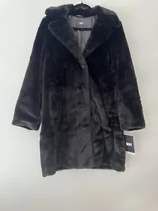 DKNY Damen Kunstfell Mantel Luxus Midi Jacke mit Taschen Größe S Neu mit Etikett $ 350 - Bild 1 von 7