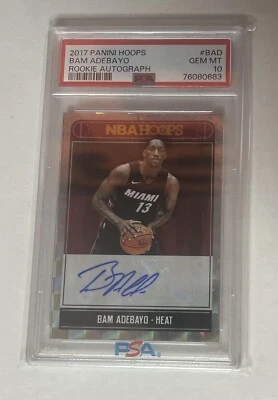 2017 Panini Hoops Bam Adebayo Rookie Autograph  Auto PSA 10 Gem Mint Miami Heat - Image 1 of 2