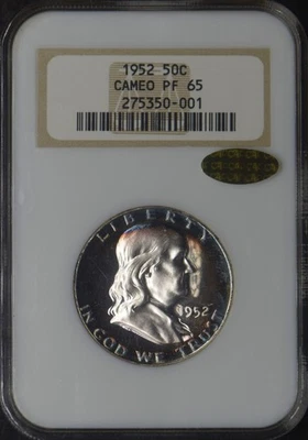 1952 Franklin Silver Half Dollar NGC & Gold CAC PF65 Cameo Toned - ✪COINGIANTS✪ - Image 1 of 3