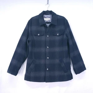 Utex Wool Blend Dark Gray Plaid Flannel Button Up Jacket Men's Size Medium  - Picture 1 of 21