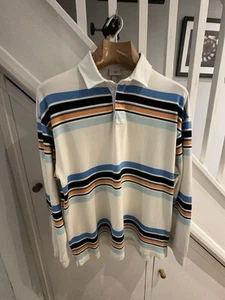 H&M Ivory Cotton Striped Relaxed Fit Rugby Top. XL - Picture 1 of 9