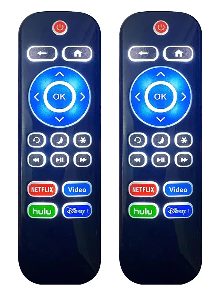 2PC Backlit Remote for Roku TV TCL/Hisense/Philips/Onn/Element/Sharp/Westinghous - Image 1 of 4