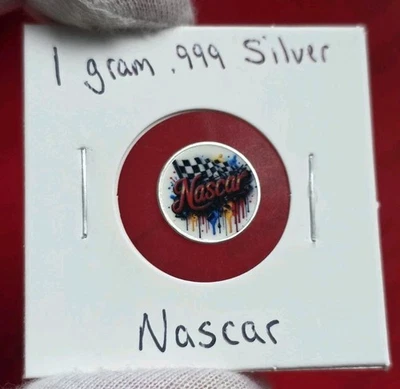NASCAR - 1 Gram .999 Fine Pure Silver Colorized Mini Bar Round Coin - Image 1 of 2
