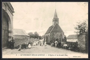 CPA Le Coudray-Belle-Gueule, L´Eglise et la Grande Rue 1908 - Picture 1 of 2