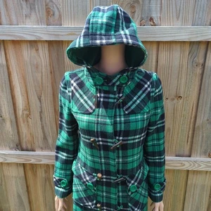 Damen Vintage ES Club Jacke grün kariert Preppy Wolle Clueless XS - Bild 1 von 16