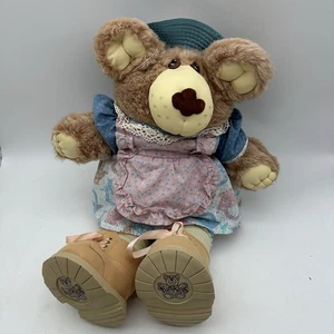 Vintage Hattie 1985 Furskins Bear Xavier Roberts Flour Sack Dress and Diaper 23” - Picture 1 of 9