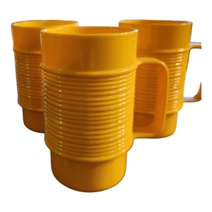 3er Set Rubbermaid Tassen Vintage Melamin gelb gerippt #3829 - Bild 1 von 7