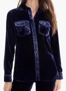 J Crew Like The Boys klassisches Hemd aus drapiertem Samt Größe 2 dunkelblau - Bild 1 von 14