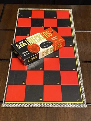 Vintage Whitman Crown Checkers W/box And Checker/Mill Game Board - Nice  - Image 1 of 4