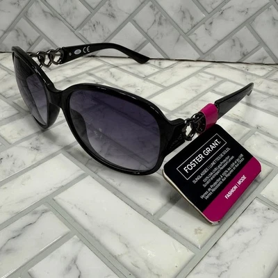 Gafas de sol Foster Grant 49044FGX001 negras marcos mariposa con corazones nuevas con etiquetas Foto 1 de 4