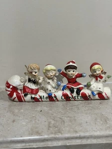 "De colección 1950 Comodoro Feliz Navidad Ángeles en trineo bastón de caramelo 8"" de largo" - Imagen 1 de 6