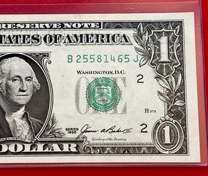 1985 $1 DOLLAR BILL ( NEW YORK B ) Block B-J ,UNCIRCULATED - Picture 1 of 3