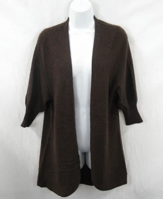 Suéter cárdigan abierto 100 % cachemir marrón blanco + Warren para mujer talla S #CK142 Foto 1 de 4