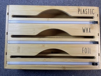 Envoltura de plástico de bambú de 3 pulgadas, papel encerado, dispensador de papel de aluminio con organizador cortador Foto 1 de 3