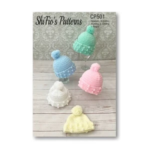 Patrón de ganchillo para sombrero de bebé - Gorro para bebés - CP501 - Imagen 1 de 10