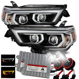 6000K HID/For 2014-2020 Toyota 4Runner LED Tube Black Projector Headlights LH/RH
