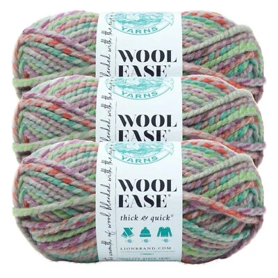 (3 Pack) Lion Brand Yarn 640-537B Wool-Ease Thick & Quick Bulky Yarn, Eden