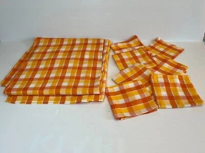 Oct20 -- SUPERBE NAPPE RECTANGULAIRE  Orange An 70's 1970 VINTAGE Authentique !! - Photo 1/2
