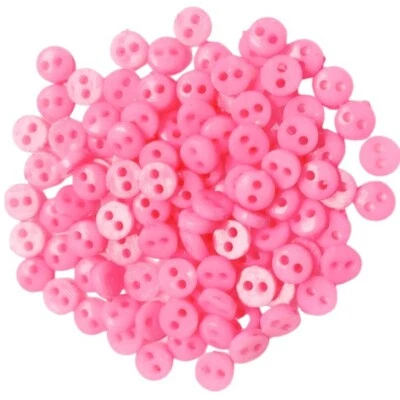 Tiny Round Pink Buttons - Doll Clothes Quilt Sew 2 hole - Shelly's Buttons - Image 1 of 3