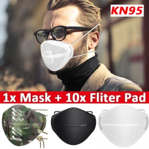 Reusable Face Mask Carbon Filters Mouth Nose Separate Anti-Haze Fog Washable - Picture 1 of 21