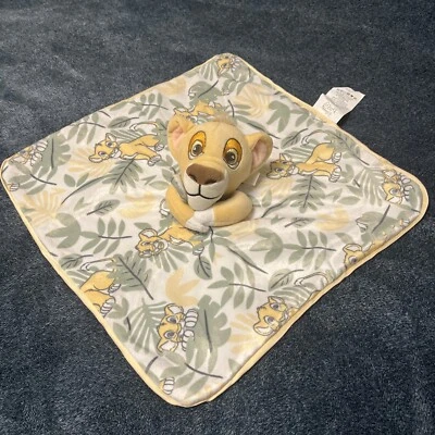 Disney Baby Lion King Simba Blanket Yellow Green White Jungle Leaves Lovey 13" - Image 1 of 4