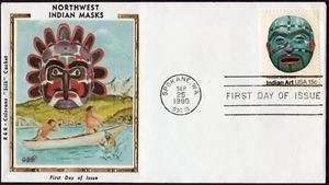Scott #1834 (1837a) Indian Masks (09/25/80) Colorano Silk FDC Spokane WA - Picture 1 of 2