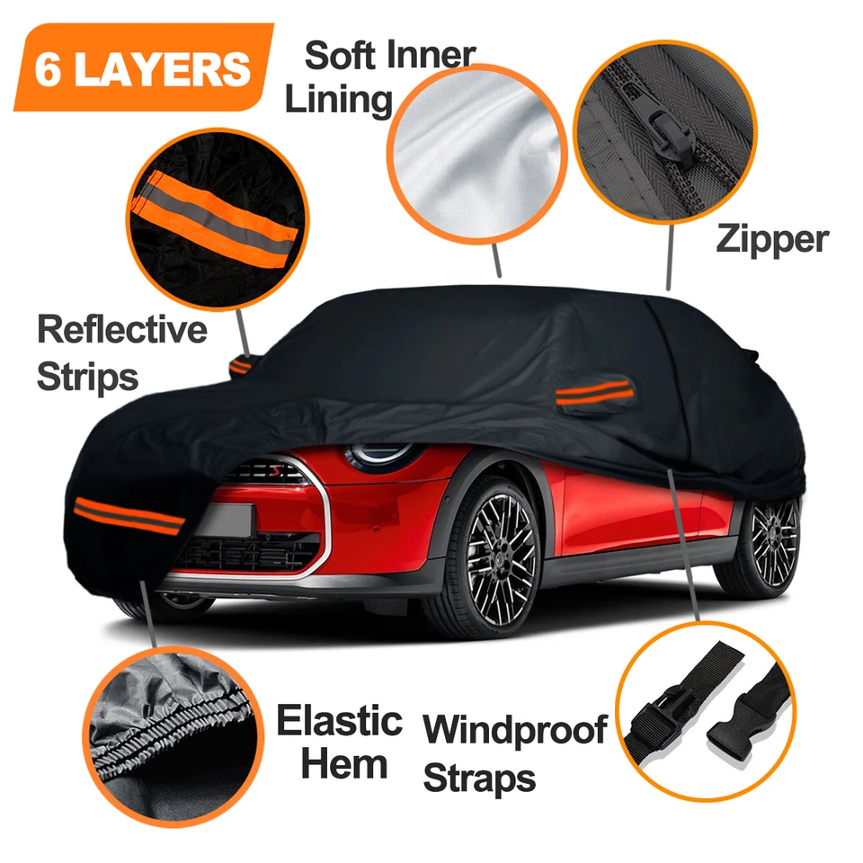 FUNDA DE COCHE 6 capas y cremallera personalizada para Mini Cooper 2002-2024 100 % impermeable exterior Foto 1 de 4