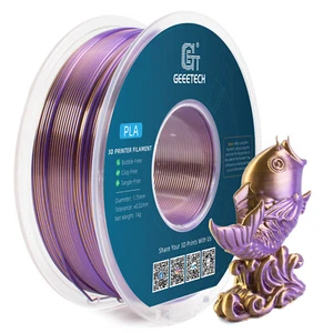 Filamento de impresora 3D PLA GEEETECH 1 KG/rollo de seda doble color degradado dorado y púrpura - Imagen 1 de 8