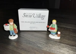 DEPT 56 Snow Village, Girl Selling Apples and Newsboy 5129-2 with Original Box - Picture 1 of 2