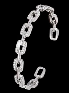 Silver  Plated Cubic Zirconia Bangle  Bracelet - Picture 1 of 1