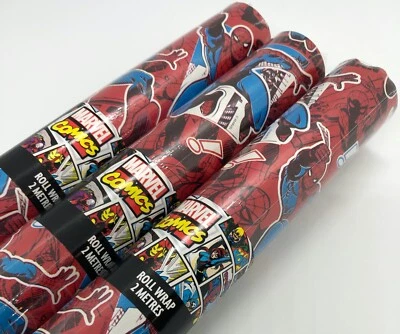 6M OFFICIAL MARVEL SPIDERMAN WRAPPING PAPER by HALLMARK 3 X 2M ROLLS-BIRTHDAY