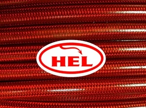 TRANS RED HEL BRAIDED BRAKE LINE MADE TO ORDER CUSTOM SPECS SS BANJOS UPTO 1.5M - Picture 1 of 4