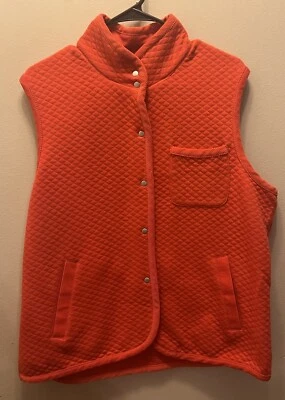 RAFAELLA VEST QUILTED SNAP CLOSURE ORANGE CORDUROY TRIM SZ XL - Image 1 of 4