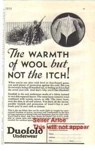 1934 Duofold Underwear Duck Hunting Print Ad - Bild 1 von 1