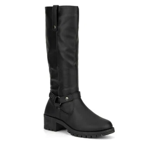 Olivia Miller Kristin Tall Riding Boots Size 6 Black Lug Sole  $99 - Picture 1 of 8