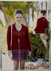 Sirdar Country Style 4 Ply Crochet Jacket Pattern 7113 Womens Sizes 81-107cm... - Picture 1 of 4