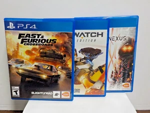 Y C0807 Sony PS4 "Fast & Furious/Overwatch/Scarlet Nexus" Video Game Lot - Picture 1 of 10