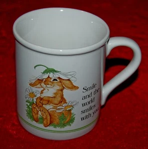TAZA VINTAGE Current Critters Papel CONEJITO DE PASCUA AÑOS 80 Hecha en Japón - Imagen 1 de 5