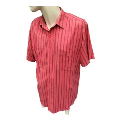 Vintage 90s Oversize Short Sleeve Button Down Bright Red Pinstripe Shirt Size L - Image 1 of 4