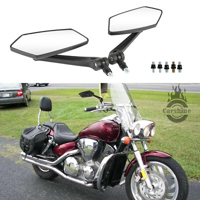 2x Black Motorcycle Rear View Side Mirrors 8/10mm For Honda VTX1300 VTX1800 Foto 1 de 4